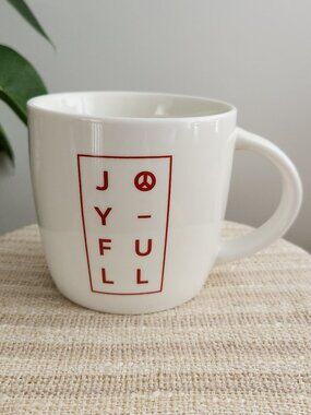 Starbucks Joyful Peace Christmas Coffee Cup Mug 14 Oz White Ceramic